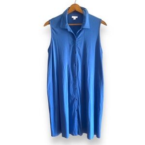 J. Jill Blue Sleeveless Button-Down Dress